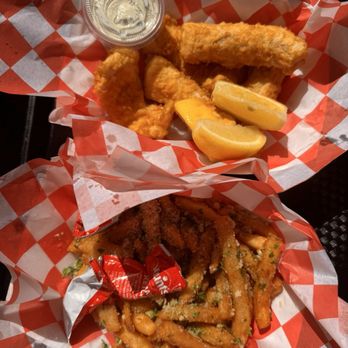 Giovanni's Fish Market - Halibut fish and chips $24.99 + $2 garlic upgrade - Seafood Near Me - Morro Bay, California
