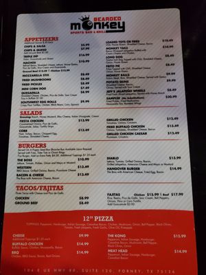 Menu photo 2 Bearded Monkey Sports Bar& Grill Forney, TX