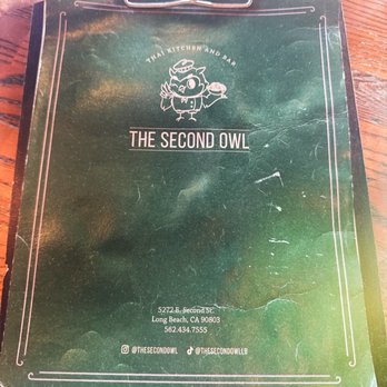 The Second Owl - Menu - Thai Near Me - Long Beach, California