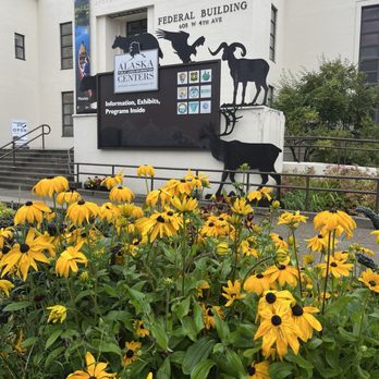 Alaska Public Lands Center - Outside of building. The animal cut outs caught my eye. - Visitor Centers Near Me - Anchorage, Alaska