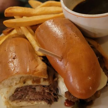 Junior's Restaurant - Brisket with jus - Bakeries Near Me - Brooklyn, New York Junior's Restaurant - Brisket with jus - Bakeries Near Me - Brooklyn, New York