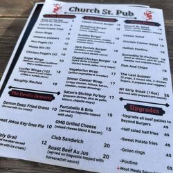 Church St Pub - Menu