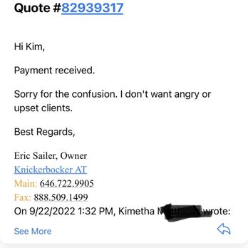 Knickerbocker Auto Transport - Proof that I still paid him and held up my end - Vehicle Shipping Near Me - New York, New York Knickerbocker Auto Transport - Proof that I still paid him and held up my end - Vehicle Shipping Near Me - New York, New York