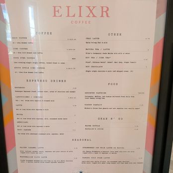 Elixr Coffee - Menu - Coffee Roasteries Near Me - Nashville, Tennessee