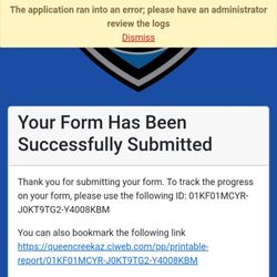 Queen Creek Police Department - This is what happens when you try and submit a complaint on a QC officer. Notice the "Error," at the top of the page. Strategic.
