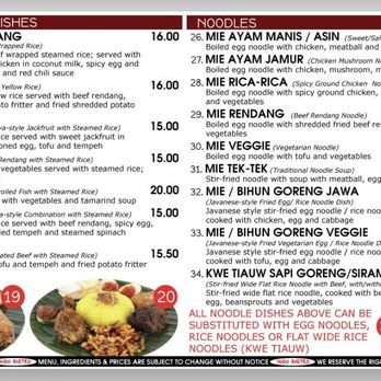 Indo Bistro - Menu as of Oct 29, 2024. - Indonesian Near Me - West Covina, California