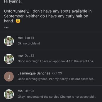 Adorn Me Studio - Email with her stating no curly hair on hand , nor on her website ! - Hair Salons Near Me - Fair Oaks, California
