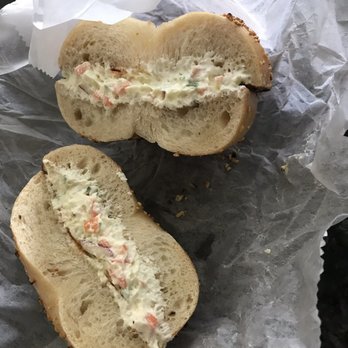 Bagel Train - Garlic Bagel with Veggie Cream Cheese - Bagels Near Me - Yardley, Pennsylvania