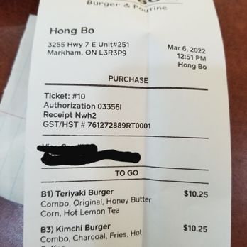 Hong Bo Burger & Poutine - Receipt - Burgers Near Me - Markham, Ontario Hong Bo Burger & Poutine - Receipt - Burgers Near Me - Markham, Ontario