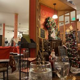 a christmas tree in the background