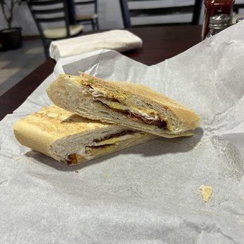 Rico Pan Bakery - Bacon egg and cheese.... Crispy and warm Really hit the spot this morning - Sandwiches Near Me - Río Grande, Puerto Rico Rico Pan Bakery - Bacon egg and cheese.... Crispy and warm Really hit the spot this morning - Sandwiches Near Me - Río Grande, Puerto Rico