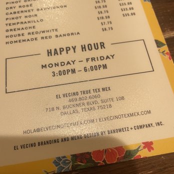 El Vecino - $5 margs at happy hour - Tex-Mex Near Me - Dallas, Texas