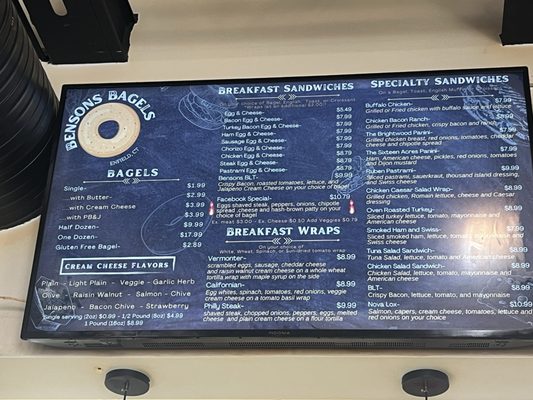 Menu photo 1 Benson's Bagels Enfield, CT Menu photo 1 Benson's Bagels Enfield, CT