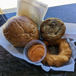 High Octane Cafe & Bakery - Stuffed Bagel, Chocolate Chip Cookie, Plain Doughnut