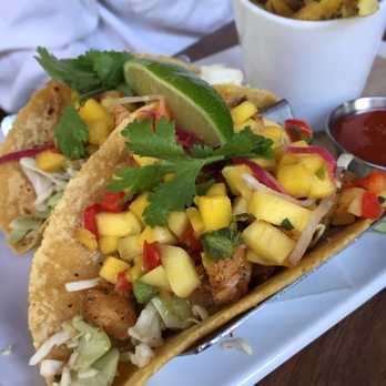 Eureka! - My friends chicken Mango tacos- because they were black and they were a little spicy for her but I saw it on several other plates - Burgers Near Me - Claremont, California