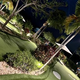 a golf course at night