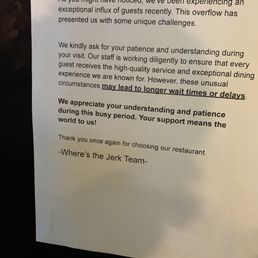 A Letter from the "Where's the Jerk" Team A Letter from the "Where's the Jerk" Team