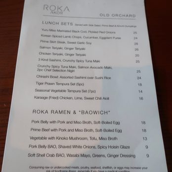 Roka Akor - Old Orchard - Lunch sets menu, circa Jan 2023. - Sushi Bars Near Me - Skokie, Illinois Roka Akor - Old Orchard - Lunch sets menu, circa Jan 2023. - Sushi Bars Near Me - Skokie, Illinois