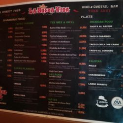 La Buena Vida - Dinner menu