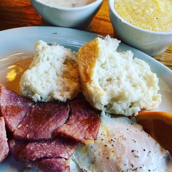 Old Mill Restaurant - Biscuit plate with ham, eggs, grits and gravy! - American Near Me - Pigeon Forge, Tennessee