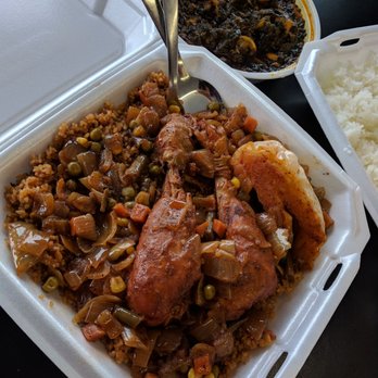 MaShallah African Restaurant - Chep garnar, jollof rice, veggies and chicken - African Near Me - Louisville, Kentucky
