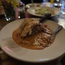Lobster pasta with entire lobster tail