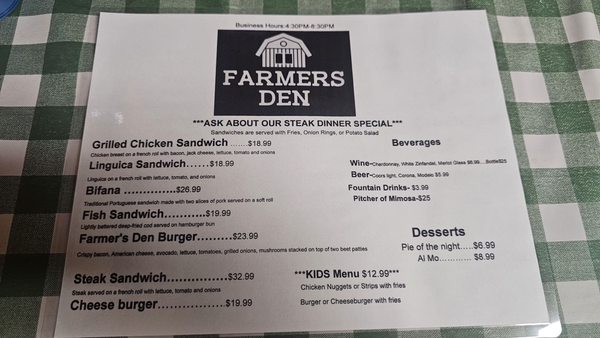 Menu photo 6 Farmers Den Crows Landing, CA