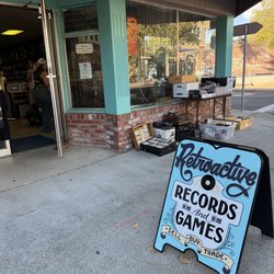 Retroactive Records & Games - Cute sign outside welcoming you in!