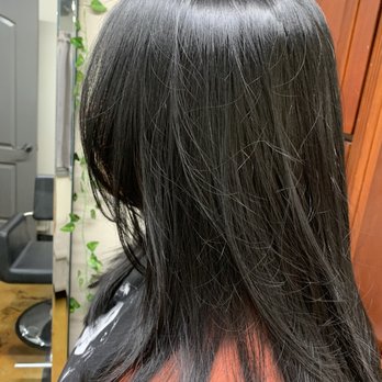 Salon Sculpt - Dark colored w/layered haircut by Monica @salon sculpt - Waxing Near Me - Lubbock, Texas