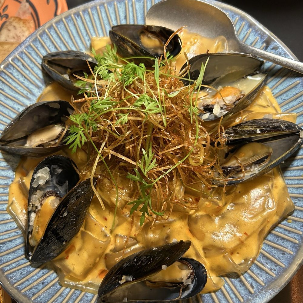 Pears Restaurant - Mala mussel noodles ($24) - Asian Fusion Near Me - Markham, Ontario Pears Restaurant - Mala mussel noodles ($24) - Asian Fusion Near Me - Markham, Ontario