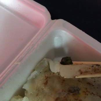 Taipei Cafe - This is how thick the omelet is and a bit burnt - Taiwanese Near Me - Chicago, Illinois