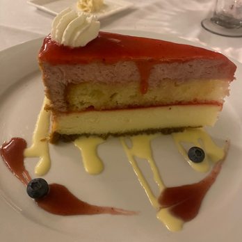 Bentley's Restaurant - Double decker strawberry shortcake with lemon raspberry one in the back - French Near Me - Charlotte, North Carolina Bentley's Restaurant - Double decker strawberry shortcake with lemon raspberry one in the back - French Near Me - Charlotte, North Carolina