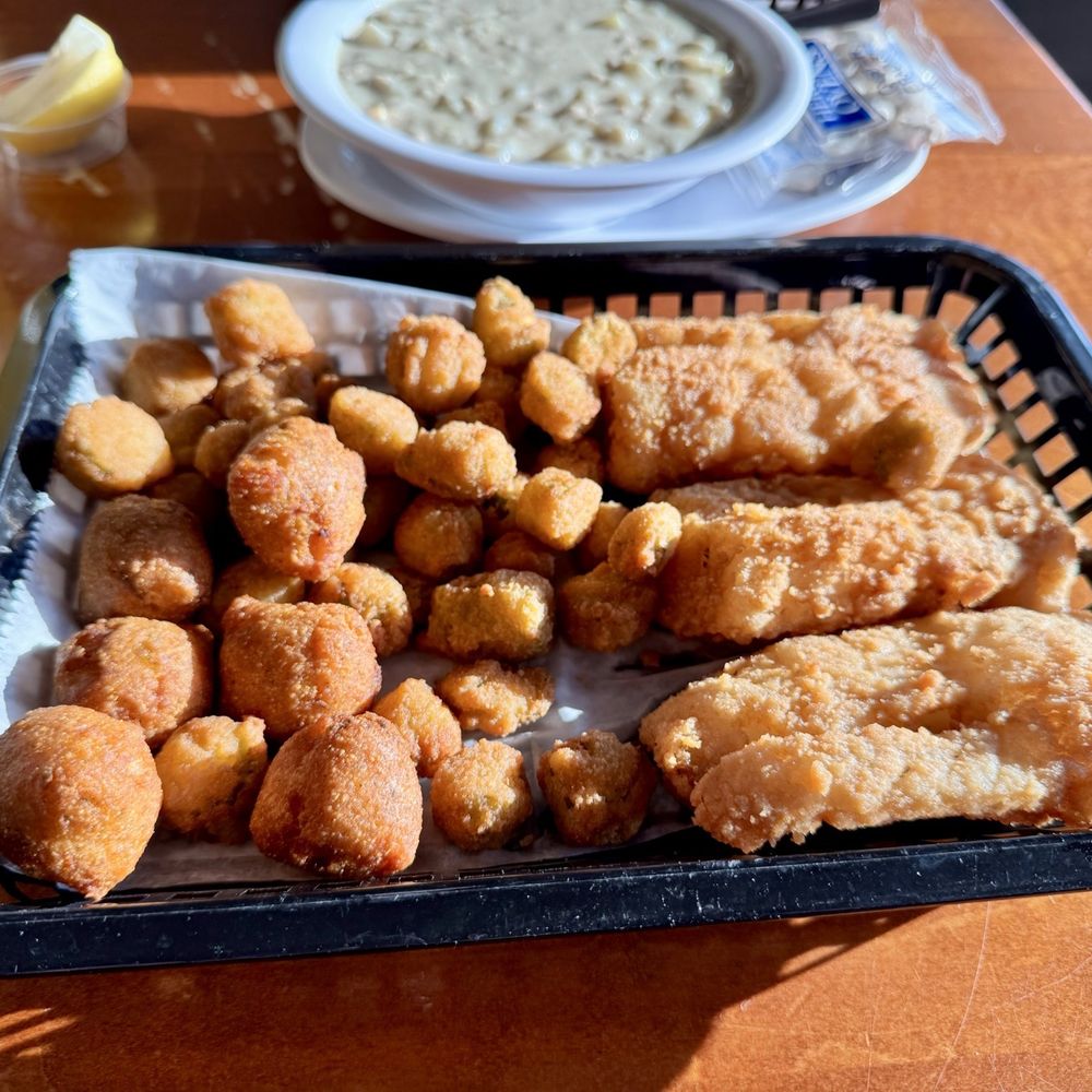 Quality Seafood Wholesale - Fried cod with hush puppies and fried okra - Seafood Near Me - Austin, Texas Quality Seafood Wholesale - Fried cod with hush puppies and fried okra - Seafood Near Me - Austin, Texas
