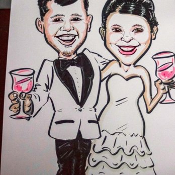 Nito Gomez Caricatures - I emailed Nito some photos of my groom and I, and he brought this cartoon of us in color to the reception. We loved it! - Caricatures Near Me - Santa Clara, California