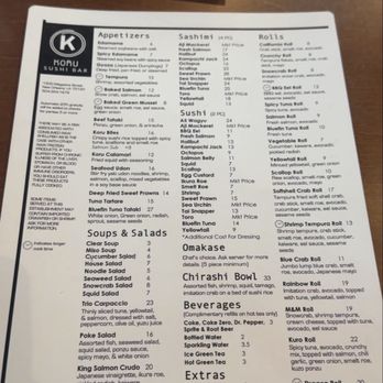 Koru - Menu - Sushi Bars Near Me - New Orleans, Louisiana Koru - Menu - Sushi Bars Near Me - New Orleans, Louisiana