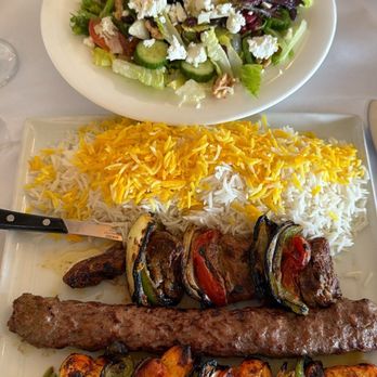 Darya Restaurant - Darya #2 Combination Platter and Darya salad , amazing flavor and the best service! - Persian/Iranian Near Me - Orange, California