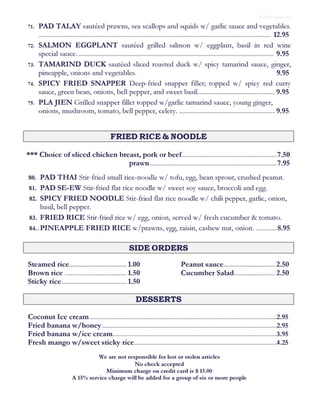 Menu photo 5 Sri Thai Cuisine San Francisco, CA