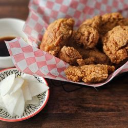 Pig & Chick - Korean Fried Chicken with Pickled Daikon & Soya Garlic Sauce  https://www.instagram.com/the.wanderin.foodie/