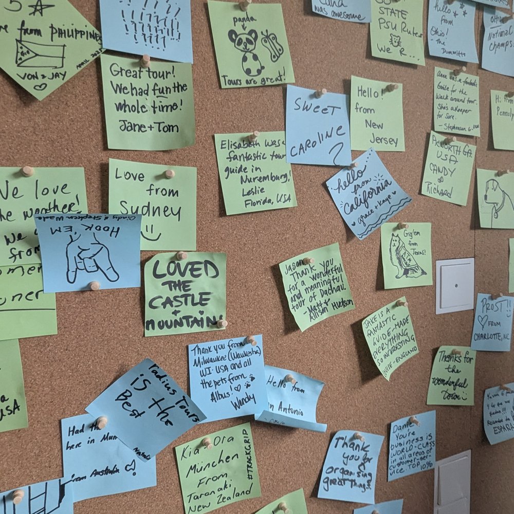 Radius Tours - post its at the Radius Tours base - Bike Rentals Near Me - Munich, BY Radius Tours - post its at the Radius Tours base - Bike Rentals Near Me - Munich, BY