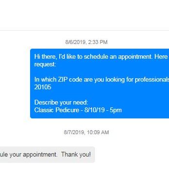 NV Nails & Spa - Finally replied 2 days later...but then told me to call - SMH - Nail Salons Near Me - Chantilly, Virginia