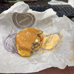 McDonald's - Grabbed lunch here today8/25 when I got back to work DAM burger was half eaten, unacceptable