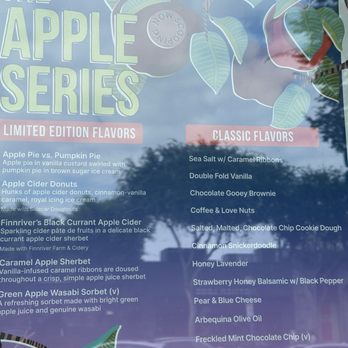 Salt & Straw - September Menu. I had the Green Apple Wasabi. Loved it! Surprisingly not very spicy and just a little bit of a kick at the end. Refreshing! - Ice Cream & Frozen Yogurt Near Me - West Hollywood, California