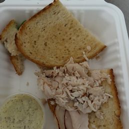 This sandwich actually used to have hand sliced turkey on it. And this is the amount of turkey that is on the sandwich. This sandwich actually used to have hand sliced turkey on it. And this is the amount of turkey that is on the sandwich.