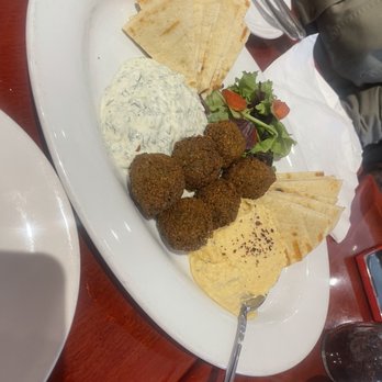 Panini Kabob Grill - Falafel appetizer...fresh falafel, tzatziki, hummus, pita, and salad - Mediterranean Near Me - Bakersfield, California Panini Kabob Grill - Falafel appetizer...fresh falafel, tzatziki, hummus, pita, and salad - Mediterranean Near Me - Bakersfield, California