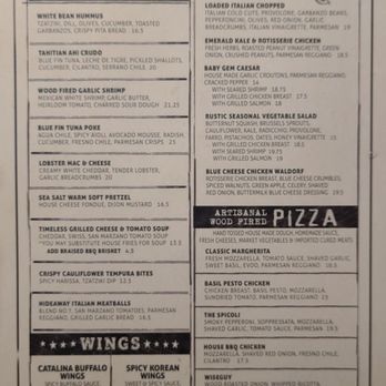 Hideaway - One side of the food menu - American Near Me - San Diego, California