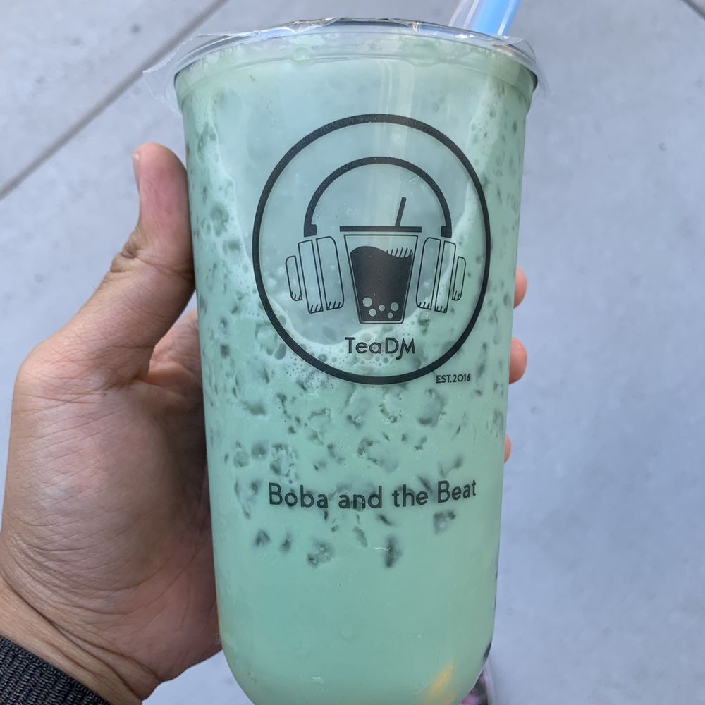 TeaDM Mini - Chocomint Milk Tea with Honey Boba and Custard Pudding - Bubble Tea Near Me - Vienna, Virginia TeaDM Mini - Chocomint Milk Tea with Honey Boba and Custard Pudding - Bubble Tea Near Me - Vienna, Virginia