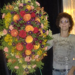 Floral Creations - Lori with a standing Spray.
