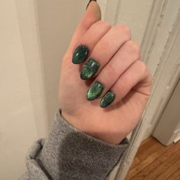 Dip nails with cat eye polish Dip nails with cat eye polish
