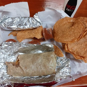 El Burrito Jr - 2 bean and cheese burritos with a medium drink. Comes with chips and salsa. - Mexican Near Me - Redondo Beach, California