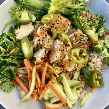 Veggie Grill by Next Level - Far East Asian bowl all plant based with vegan sesame chick'n. - Vegan Near Me - Carlsbad, California